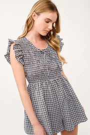 Gingham Smocked Romper  I ABED7734 I SHIP 03/31/25