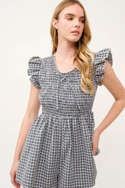 Gingham Smocked Romper  I ABED7734 I SHIP 03/31/25