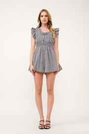 Gingham Smocked Romper  I ABED7734 I SHIP 03/31/25