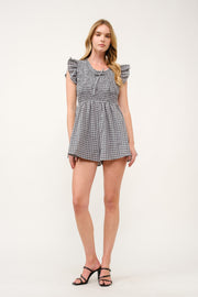 Gingham Smocked Romper  I ABED7734 I SHIP 03/31/25