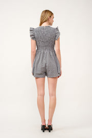 Gingham Smocked Romper  I ABED7734 I SHIP 03/31/25