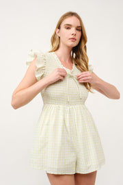 Gingham Smocked Romper  I ABED7734 I SHIP 03/31/25