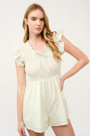 Gingham Smocked Romper  I ABED7734 I SHIP 03/31/25