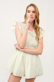 Gingham Smocked Romper  I ABED7734 I SHIP 03/31/25