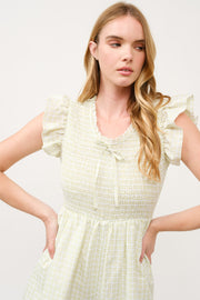 Gingham Smocked Romper  I ABED7734 I SHIP 03/31/25