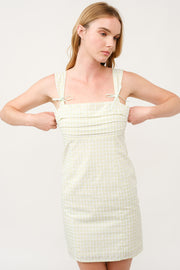 Plaid Bow Strap Mini Dress  I ABED7735 I SHIP 03/31/25