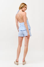Load image into Gallery viewer, Halter Neck Ruffle Hem Top &amp; Pleated Shorts Set l ABED7736 I LILAC I SHIP 05/15/25
