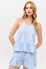 Load image into Gallery viewer, Halter Neck Ruffle Hem Top &amp; Pleated Shorts Set l ABED7736 I LILAC I SHIP 05/15/25
