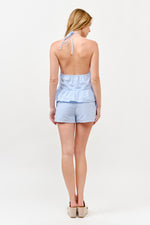 Load image into Gallery viewer, Halter Neck Ruffle Hem Top &amp; Pleated Shorts Set l ABED7736 I LILAC I SHIP 05/15/25
