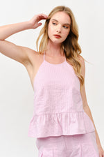 Load image into Gallery viewer, Halter Neck Ruffle Hem Top &amp; Pleated Shorts Set l ABED7736 I LILAC I SHIP 05/15/25
