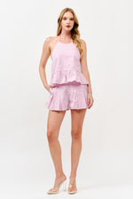 Load image into Gallery viewer, Halter Neck Ruffle Hem Top &amp; Pleated Shorts Set l ABED7736 I LILAC I SHIP 05/15/25
