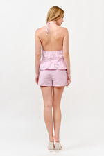 Load image into Gallery viewer, Halter Neck Ruffle Hem Top &amp; Pleated Shorts Set l ABED7736 I LILAC I SHIP 05/15/25
