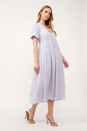 Puff Sleeve Midi Dress  I ABED7738 I SHIP 03/31/25