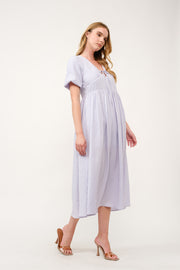 Puff Sleeve Midi Dress  I ABED7738 I SHIP 03/31/25