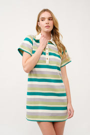 Striped Polo Shirt Dress  I ABED7739 I SHIP 03/31/25