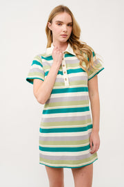 Striped Polo Shirt Dress  I ABED7739 I SHIP 03/31/25