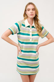 Striped Polo Shirt Dress  I ABED7739 I SHIP 03/31/25
