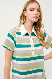 Striped Polo Shirt Dress  I ABED7739 I SHIP 03/31/25