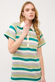 Striped Polo Shirt Dress  I ABED7739 I SHIP 03/31/25