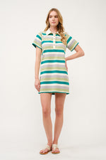 Load image into Gallery viewer, Striped Polo Shirt Dress  I ABED7739 I SHIP 03/31/25
