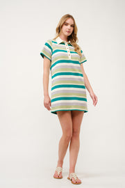 Striped Polo Shirt Dress  I ABED7739 I SHIP 03/31/25