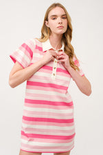 Load image into Gallery viewer, Striped Polo Shirt Dress  I ABED7739 I SHIP 03/31/25
