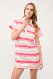 Striped Polo Shirt Dress  I ABED7739 I SHIP 03/31/25