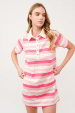 Load image into Gallery viewer, Striped Polo Shirt Dress  I ABED7739 I SHIP 03/31/25
