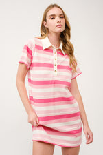 Load image into Gallery viewer, Striped Polo Shirt Dress  I ABED7739 I SHIP 03/31/25
