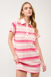 Striped Polo Shirt Dress  I ABED7739 I SHIP 03/31/25