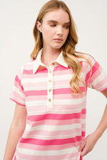 Load image into Gallery viewer, Striped Polo Shirt Dress  I ABED7739 I SHIP 03/31/25
