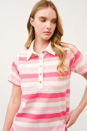Striped Polo Shirt Dress  I ABED7739 I SHIP 03/31/25