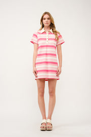 Striped Polo Shirt Dress  I ABED7739 I SHIP 03/31/25