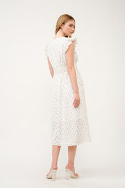 Floral Ruffle-Sleeve Midi Dress I ABED7744 I SHIP 03/31/25