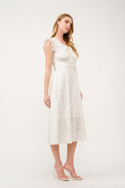 Floral Ruffle-Sleeve Midi Dress I ABED7744 I SHIP 03/31/25