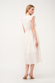 Floral Ruffle-Sleeve Midi Dress I ABED7744 I SHIP 03/31/25