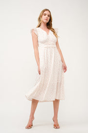 Floral Ruffle-Sleeve Midi Dress I ABED7744 I SHIP 03/31/25