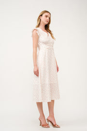 Floral Ruffle-Sleeve Midi Dress I ABED7744 I SHIP 03/31/25