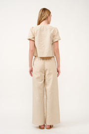 Striped Puff Sleeve Top and Wide-Leg Pant Set I ABED7747 I SHIP 03/31/25