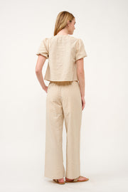 Striped Puff Sleeve Top and Wide-Leg Pant Set I ABED7747 I SHIP 03/31/25