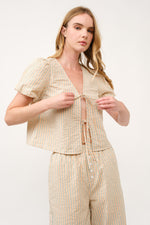 Load image into Gallery viewer, Striped Puff Sleeve Top and Wide-Leg Pant Set I ABED7747 I SHIP 03/31/25
