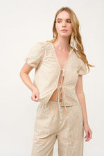 Load image into Gallery viewer, Striped Puff Sleeve Top and Wide-Leg Pant Set I ABED7747 I SHIP 03/31/25

