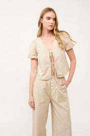 Striped Puff Sleeve Top and Wide-Leg Pant Set I ABED7747 I SHIP 03/31/25