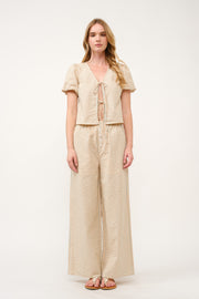 Striped Puff Sleeve Top and Wide-Leg Pant Set I ABED7747 I SHIP 03/31/25