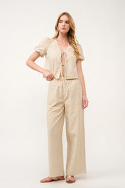 Striped Puff Sleeve Top and Wide-Leg Pant Set I ABED7747 I SHIP 03/31/25