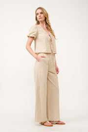 Striped Puff Sleeve Top and Wide-Leg Pant Set I ABED7747 I SHIP 03/31/25