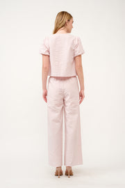 Striped Puff Sleeve Top and Wide-Leg Pant Set I ABED7747 I SHIP 03/31/25