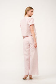 Striped Puff Sleeve Top and Wide-Leg Pant Set I ABED7747 I SHIP 03/31/25