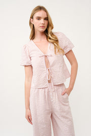 Striped Puff Sleeve Top and Wide-Leg Pant Set I ABED7747 I SHIP 03/31/25