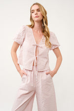 Load image into Gallery viewer, Striped Puff Sleeve Top and Wide-Leg Pant Set I ABED7747 I SHIP 03/31/25
